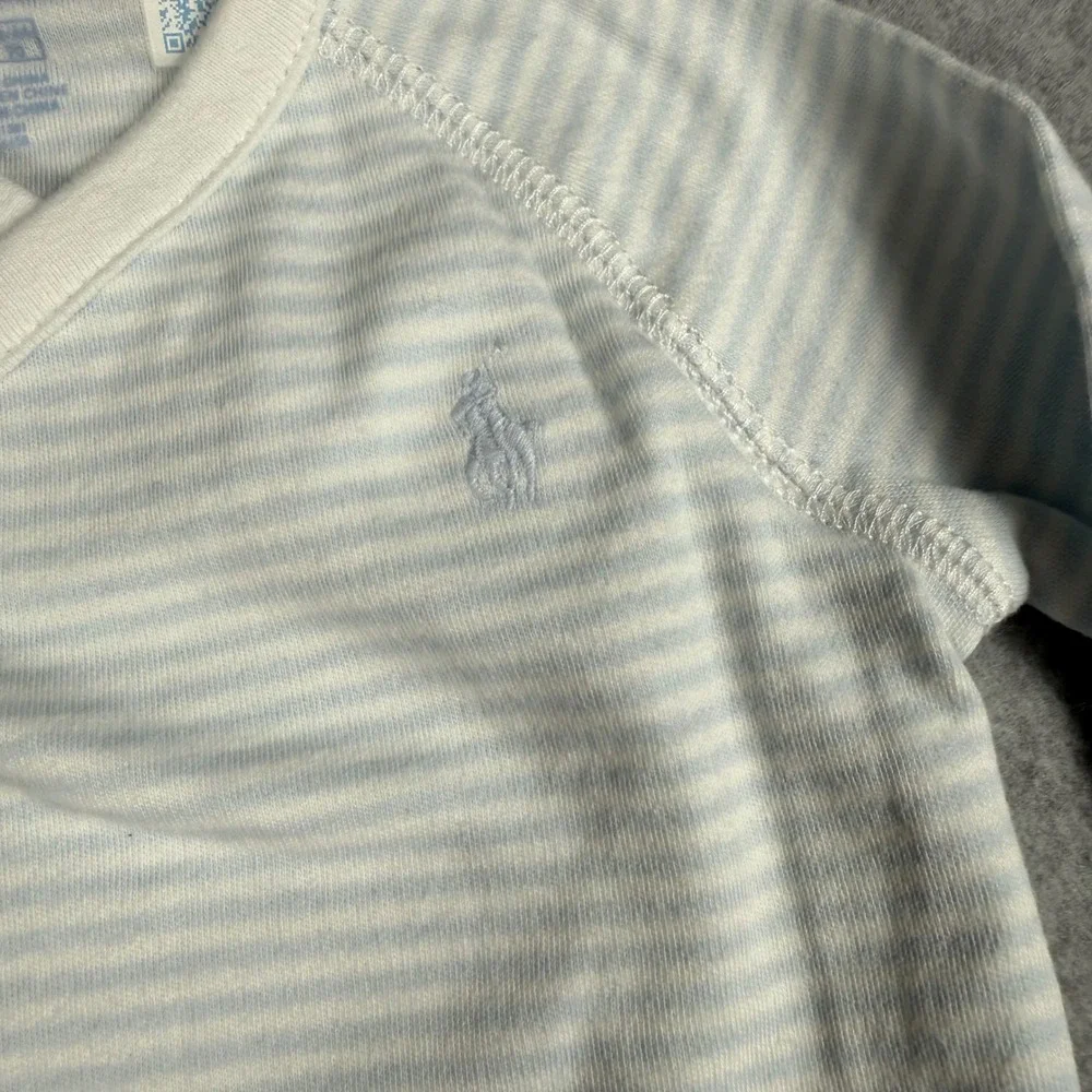Ralph Lauren Striped Footed Set 9M Blue White Preppy Minimalist Loungewear